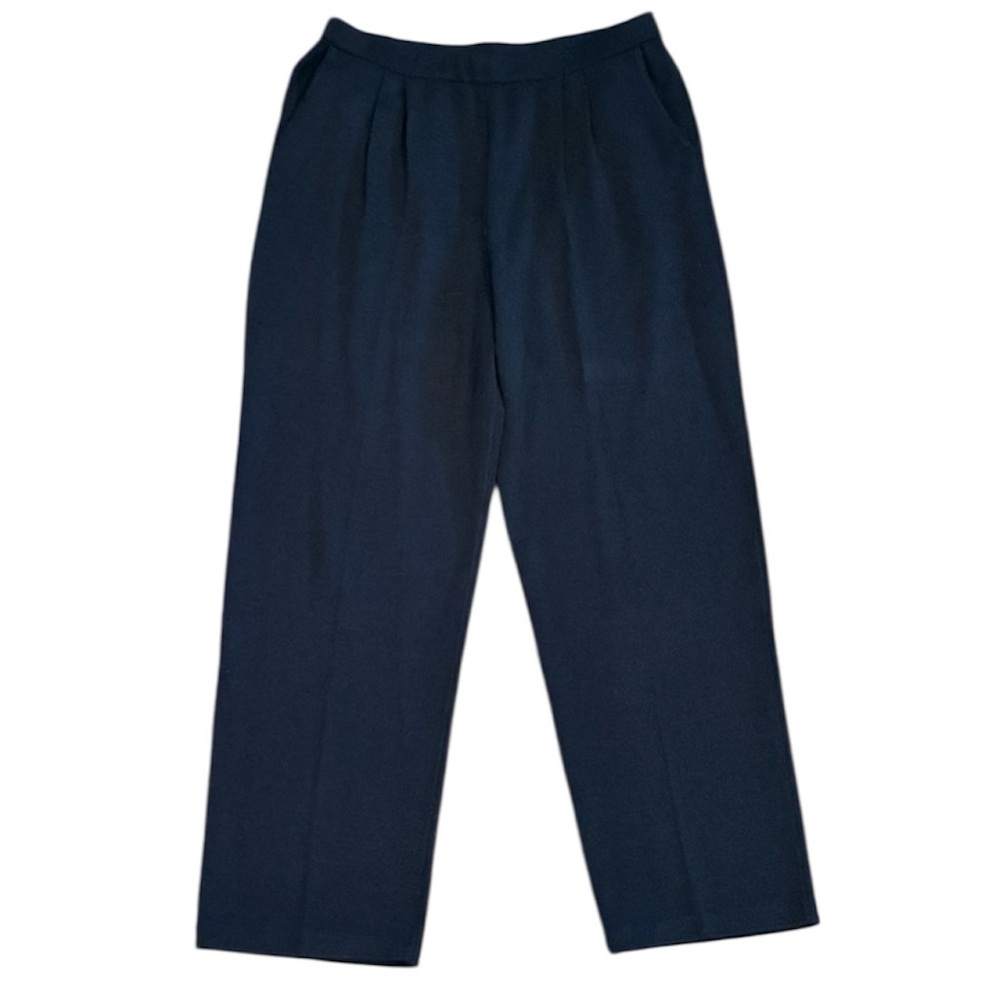 Gorgeous St John heavyweight blue pleated sweater pants size 14 Vintage